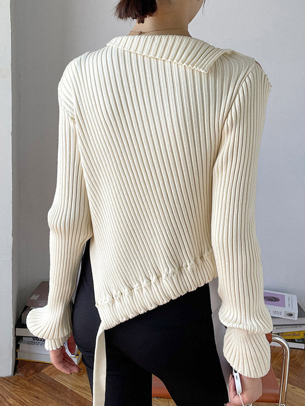 Original Stylish Solid Color Off-The-Shoulder Long Sleeves Sweater Top