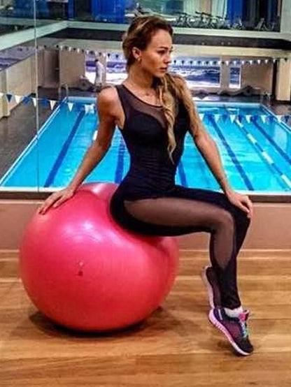 Black Gauze Yoga Close-Fitting Jumpsuit