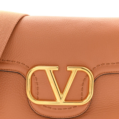 Soft Grainy Calfskin Alltime Shoulder Bag Almond Beige