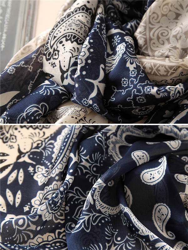 Vintage Silk Imitation Printed Shawl&Scarf