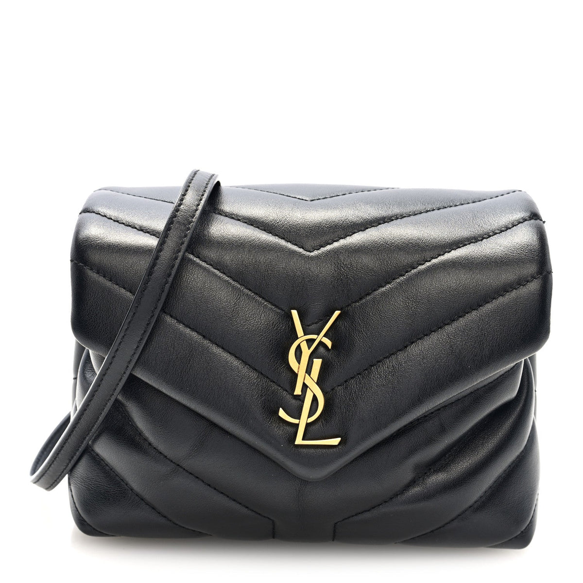 Calfskin Y Quilted Monogram Toy Loulou Crossbody Bag Black