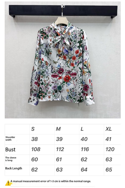 GG SS26 Flora Printed Collared Shirt White Multicolor Silk 351788