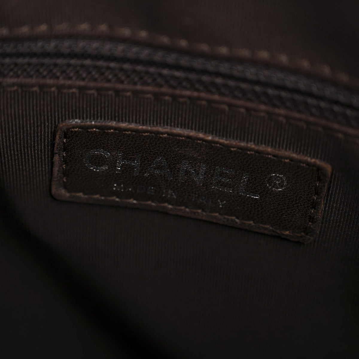 Calfskin Chevron CC All Day Long Boston Brown