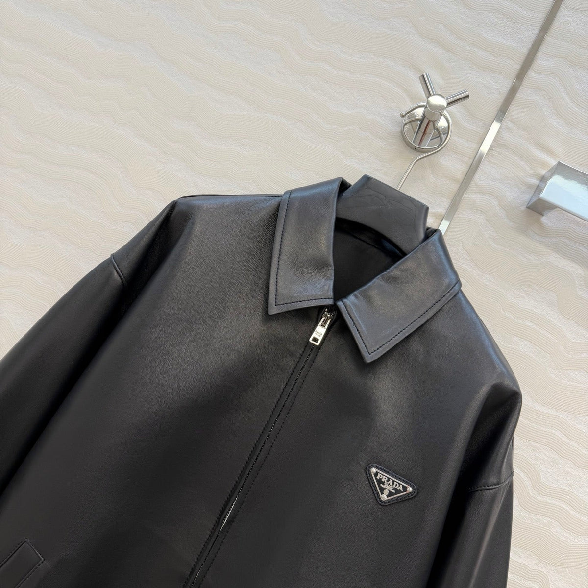 Prada Jacket Black Leather 341209