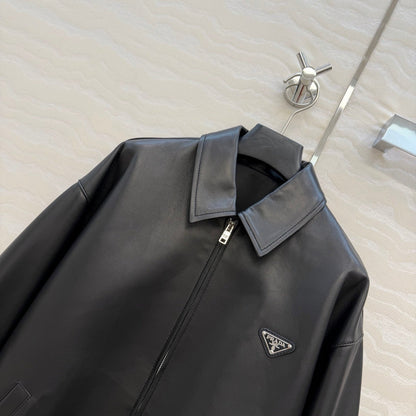 Prada Jacket Black Leather 341209