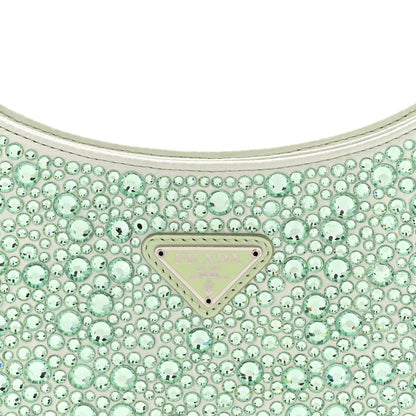 Satin Crystal Cleo Adjustable Strap Shoulder Bag Acqua