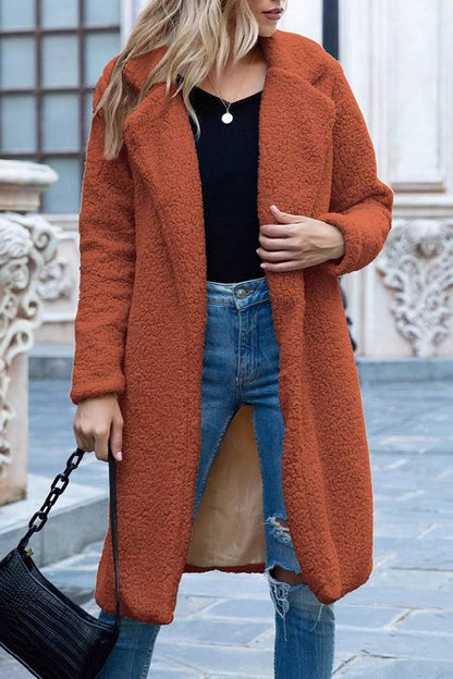 long coat with plush suit collar