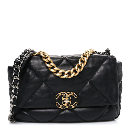 Lambskin Quilted Medium Chanel 19 Flap Black