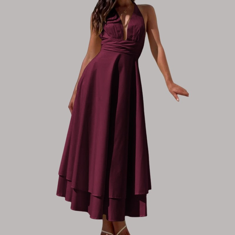 Princess Dress With Neck Wrap Waist Tie
