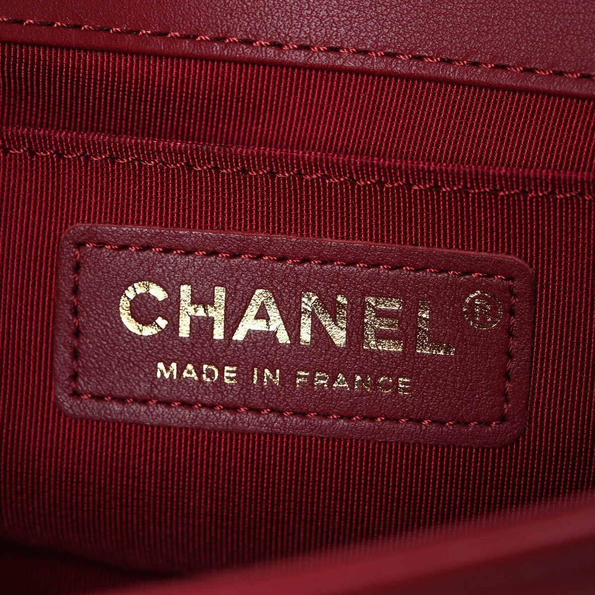 Lambskin Quilted Small Boy Flap Dark Red