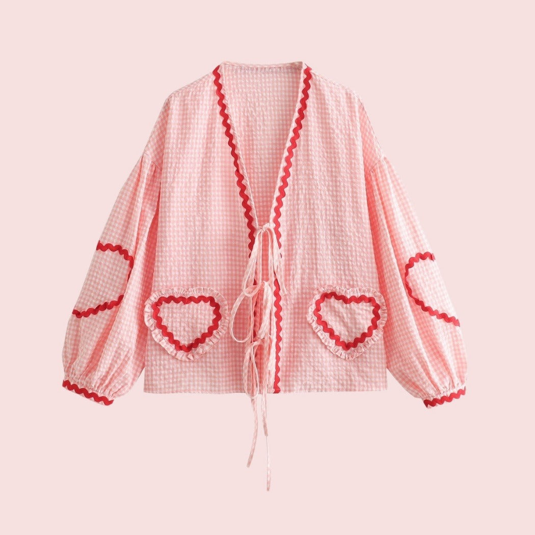 Crosa - Oversized Checkered Love Cardigan - Breezy Summer Cover-Up