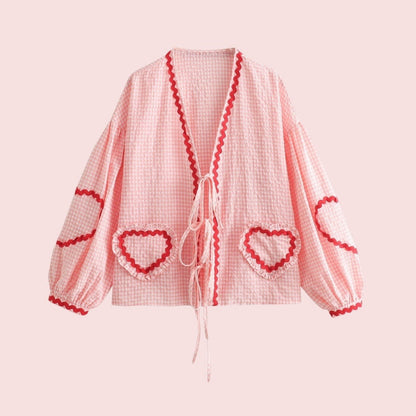 Crosa - Oversized Checkered Love Cardigan - Breezy Summer Cover-Up