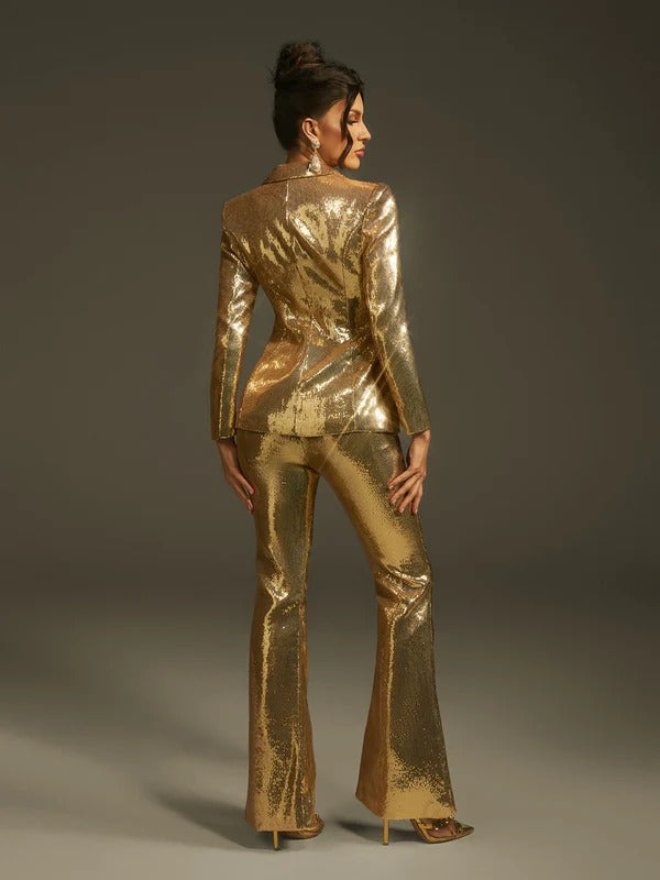 Larna Long Sleeve Sequin Blazer Set