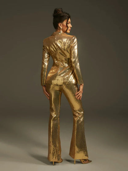 Larna Long Sleeve Sequin Blazer Set