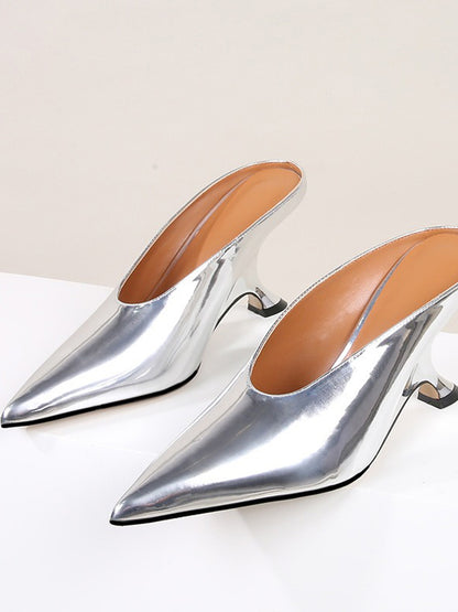 Renata Glossy Patent Leather Wedge Slide Sandals