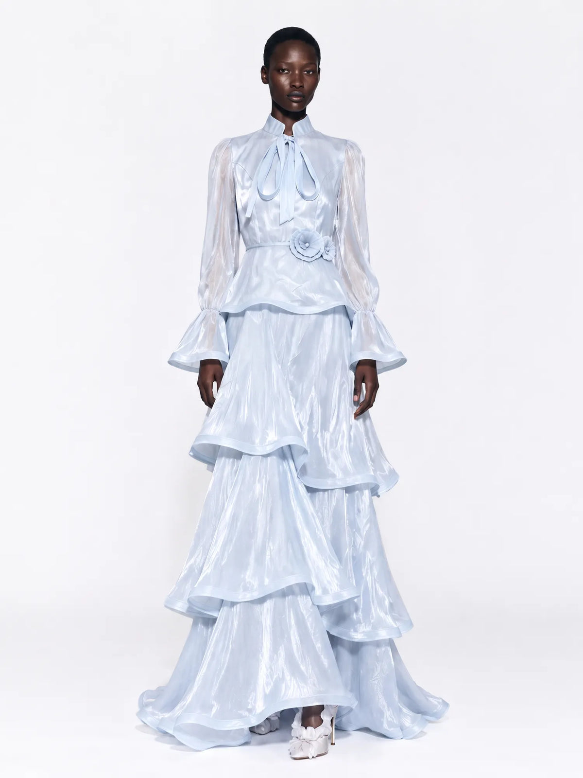 Rylee Tiered Ruffle Bell-Sleeve Maxi Dress