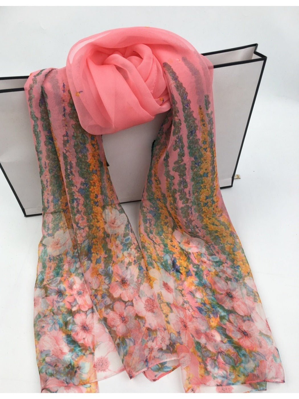 Scarvii - Floral Print Scarf - Lightweight &amp; Elegant