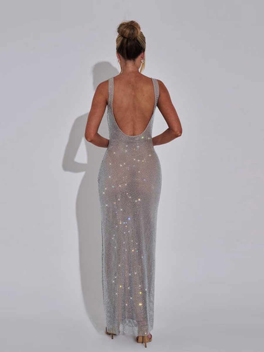 Noelle Maxi Dress In Silver