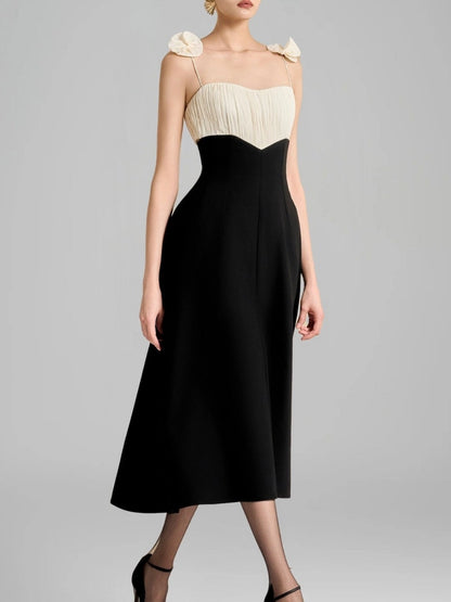 Vivienne Floral-Shoulder Strapless Midi Dress
