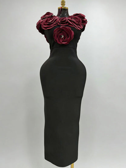 Bellatrix Elegant 3D Floral Maxi Dress