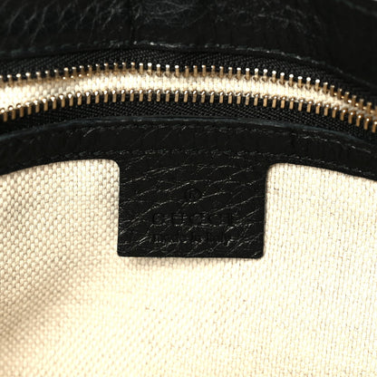 Pebbled Calfskin Medium Soho Flap Crossbody Black
