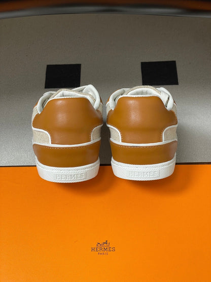 Hermes 26 Match Sneakers Brown Beige in Calfskin 594337