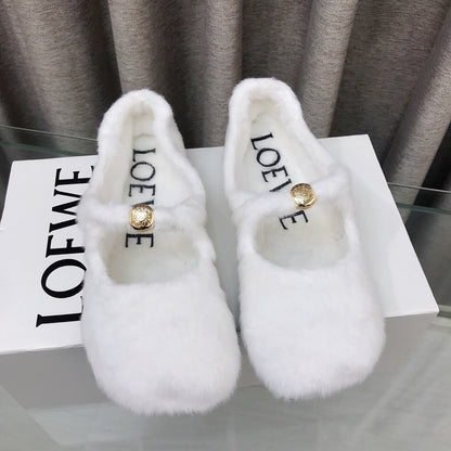 Loewe 2026 Ballet Flat White in Wool 597433