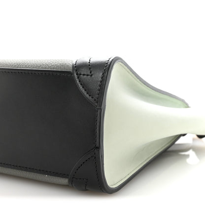Baby Grained Calfskin Nano Tri-Color Luggage Zinc Almond