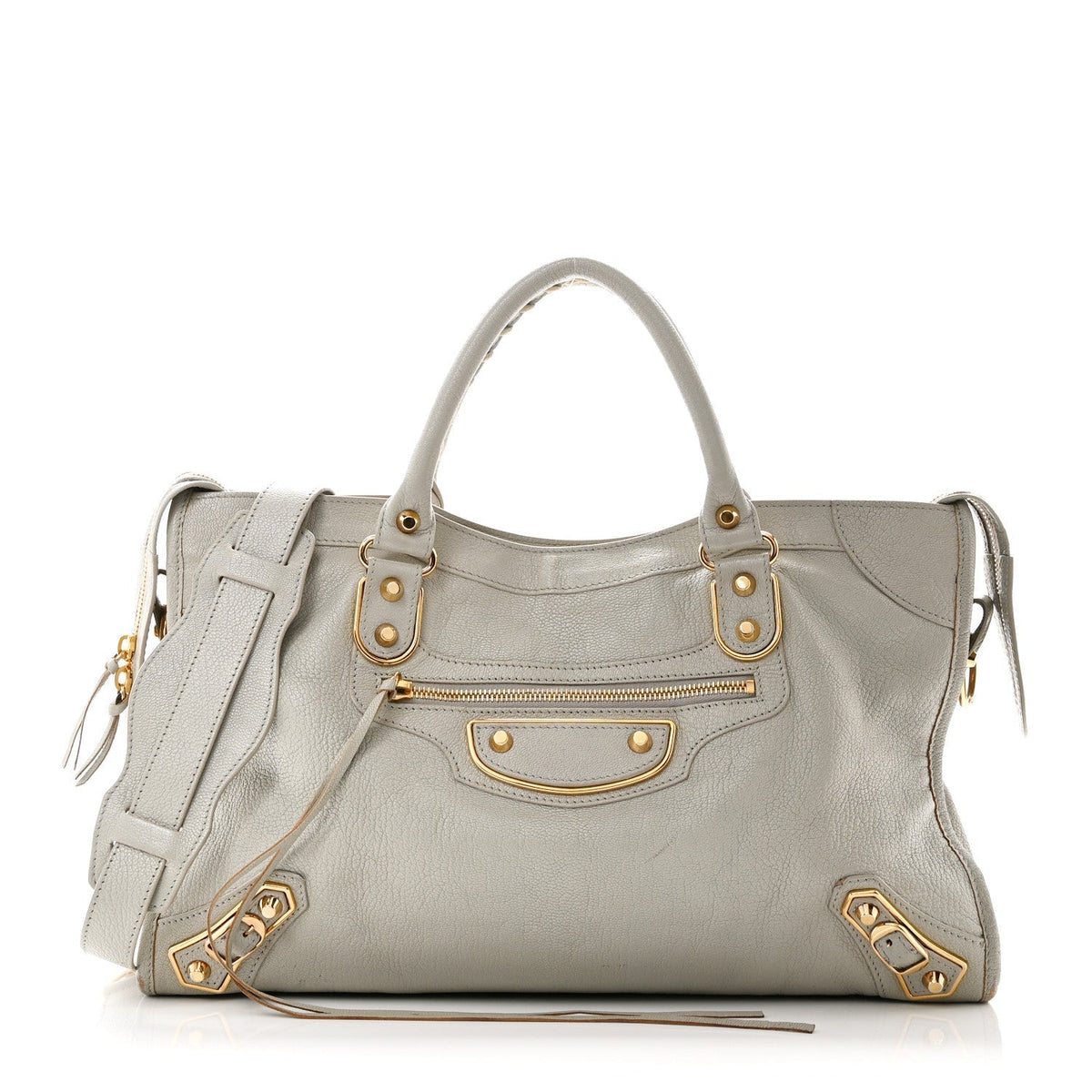 Chevre Gold Metallic Edge Hardware City Gris Glace