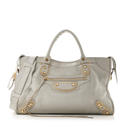 Chevre Gold Metallic Edge Hardware City Gris Glace