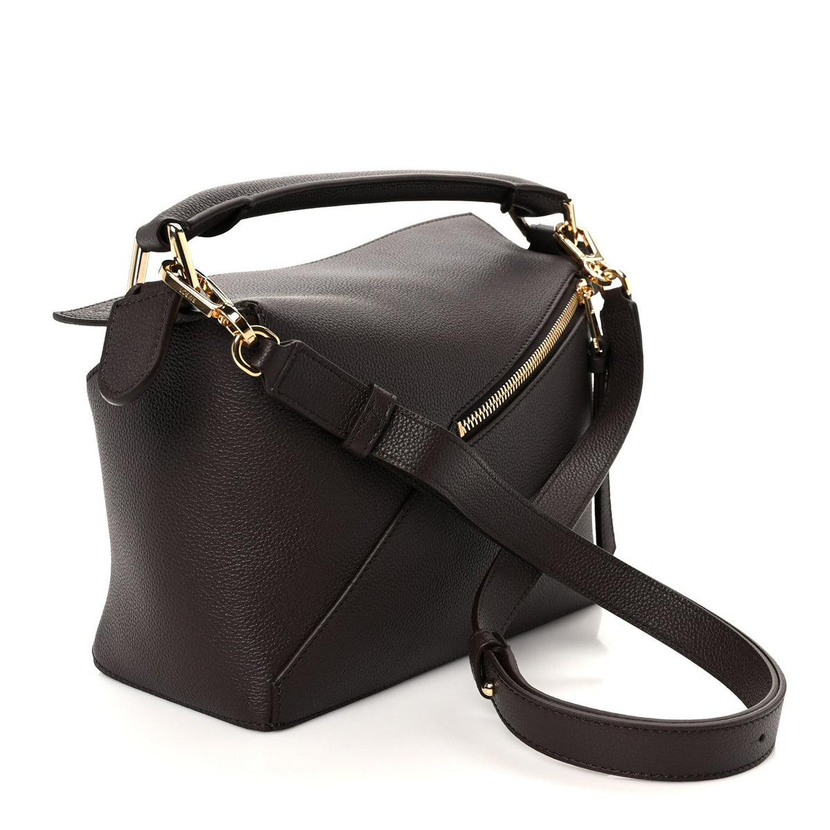 Soft Grained Calfskin Small Puzzle Edge Bag Dark Chestnut