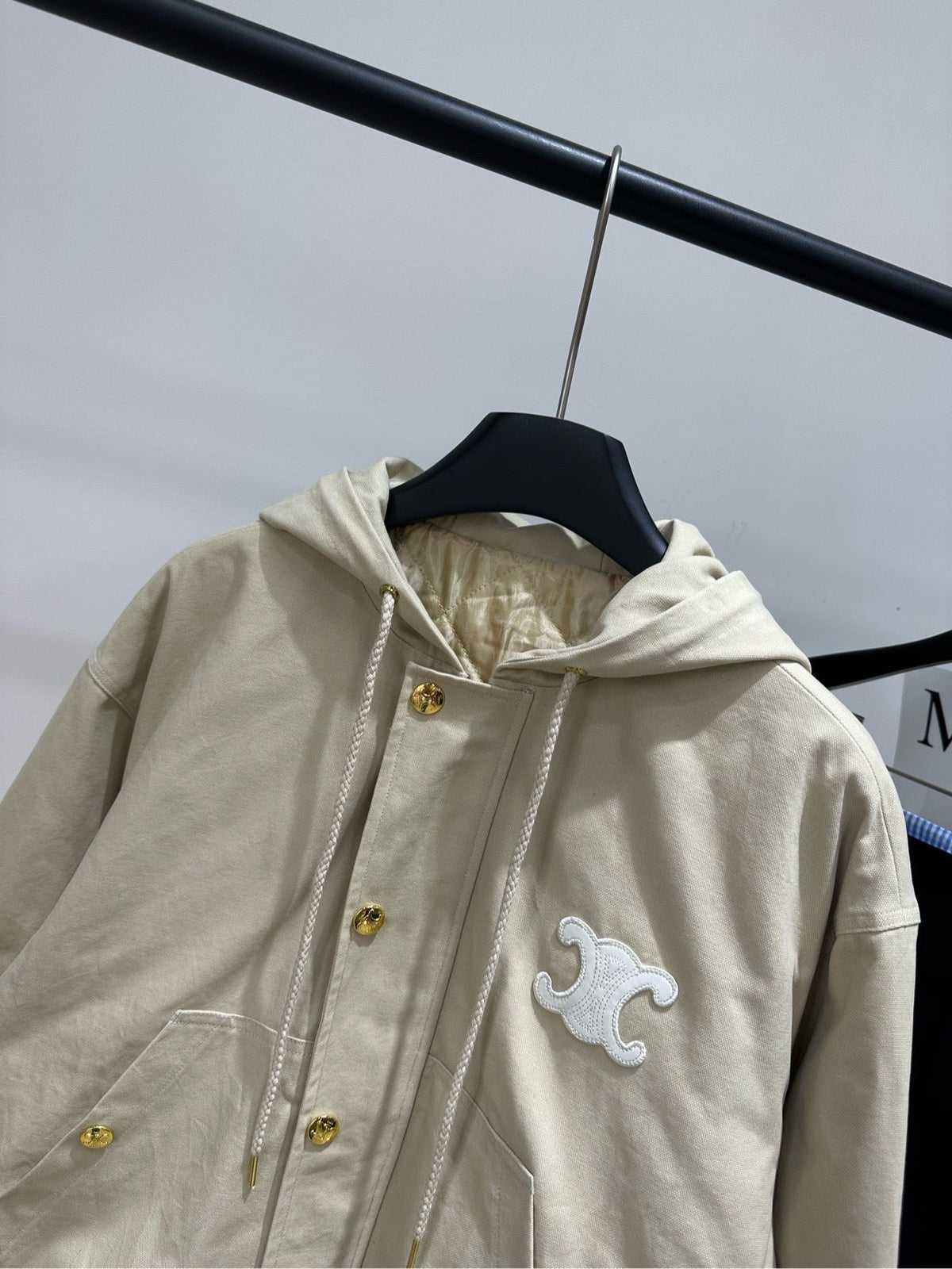 Celine 25 Arc de Trimophe Hooded Jacket Cotton Fabric 320787