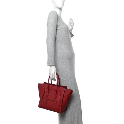 Drummed Calfskin Micro Luggage Red