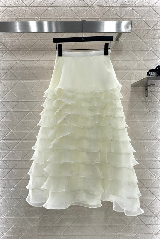 Dior 2025 High-waisted Tulle Skirt White Polyester 321314
