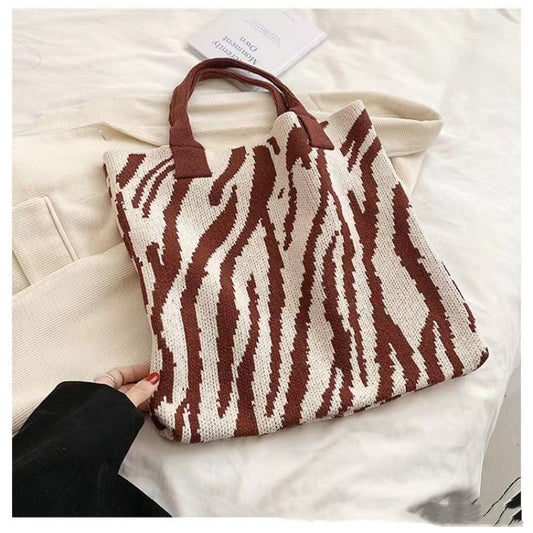 Crochet Tote Bag Shoulder Bag Striped Bag