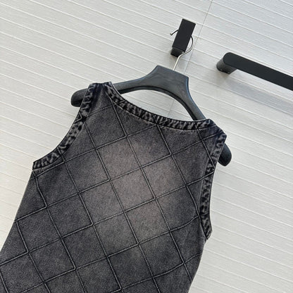 CHANEL DENIM VEST DRESS WITH DIAMOND PATTERN 276108
