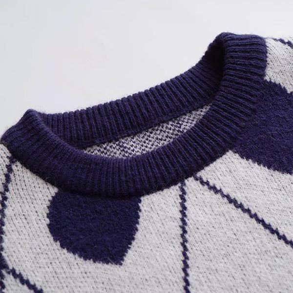 Sweet Heart Jacquard Crew Neck Knit Sweater