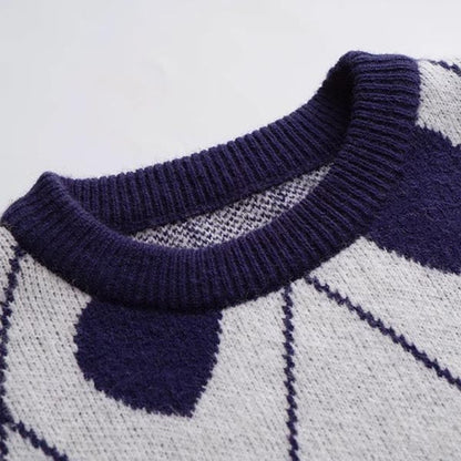 Sweet Heart Jacquard Crew Neck Knit Sweater