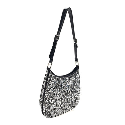 Satin Crystal Cleo Adjustable Strap Shoulder Bag Metal