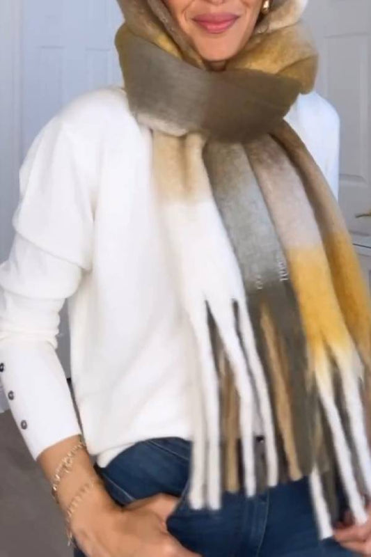 White V-neck Loose-fitting Sweater