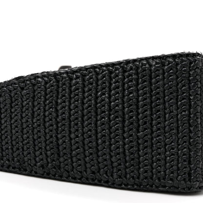 Yarn Raffia Effect Crochet Triangle Shoulder Bag Black