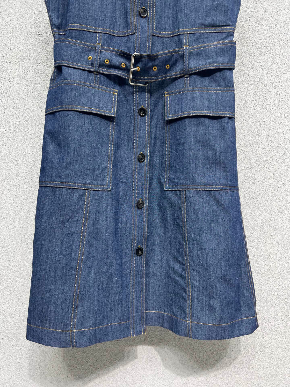 BV Vest Dress in Blue Denim