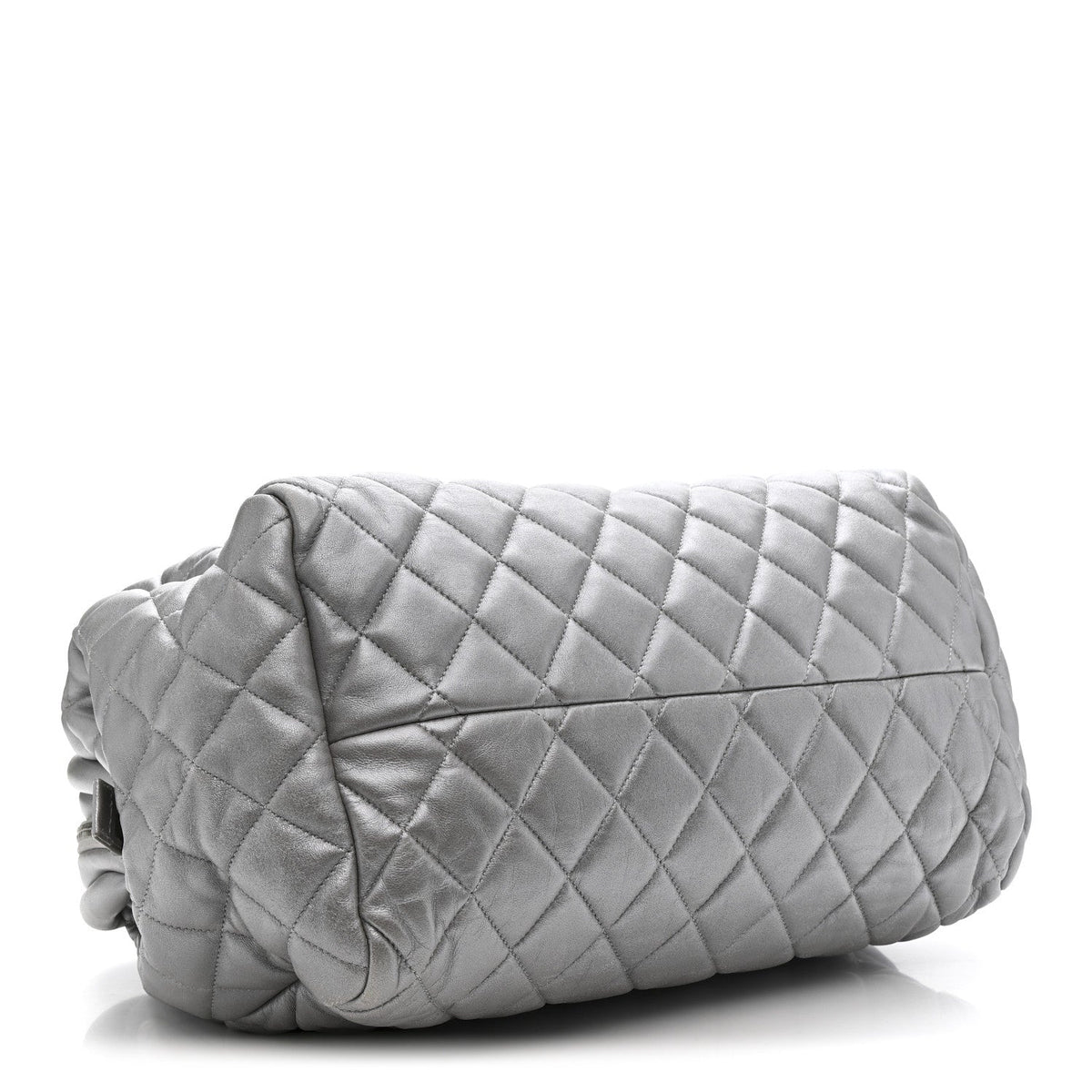 Metallic Lambskin Quilted Coco Cocoon Bowler Silver