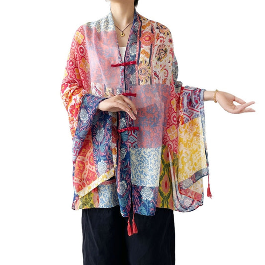 Scarvii - Boho Summer Shawl Scarf With Fringed &amp; Button
