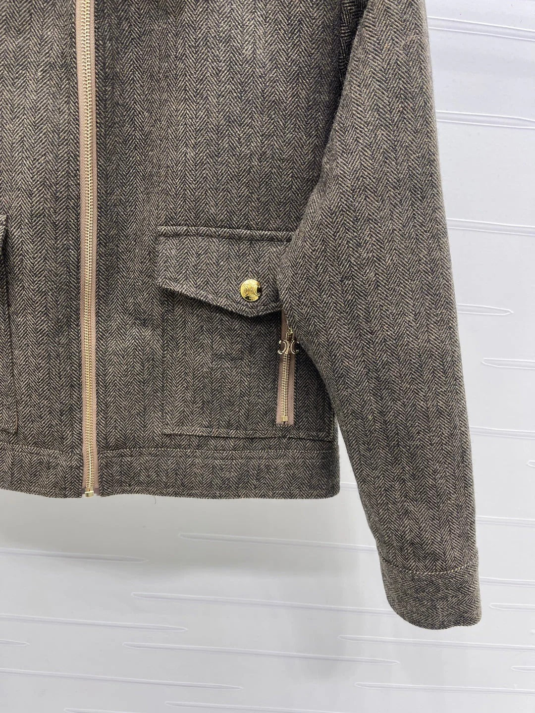 CELINE 25S PU LEATHER JACKET WITH LAPEL TRIM 0032
