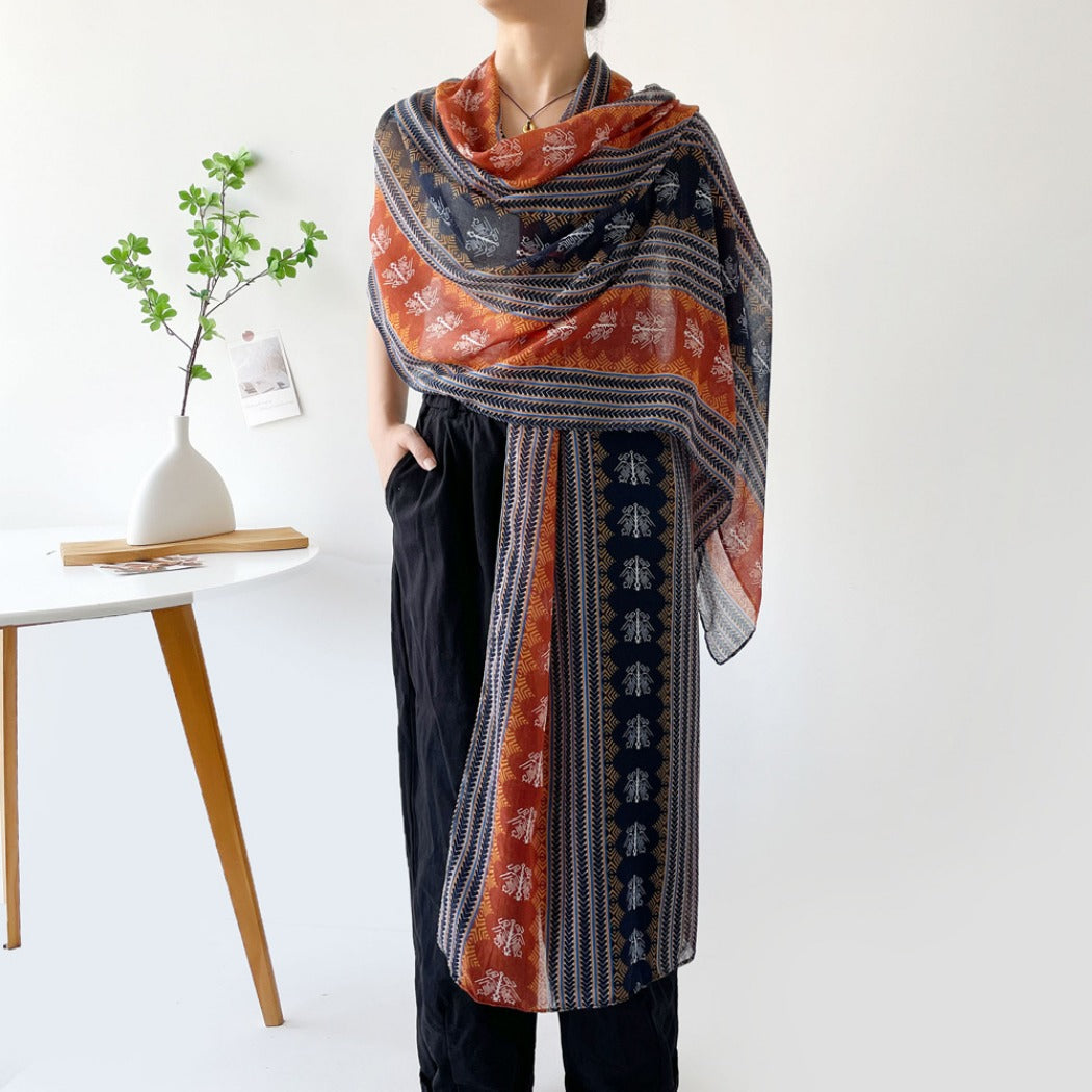 Scarvii - Boho Summer Shawl Scarf With Fringed &amp; Button