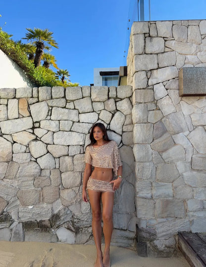 Ivy Sequin Mini Skirt Two-Piece Set