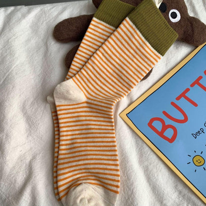 Rufia - Colorful Striped Mid-Calf Socks for Autumn-Winter