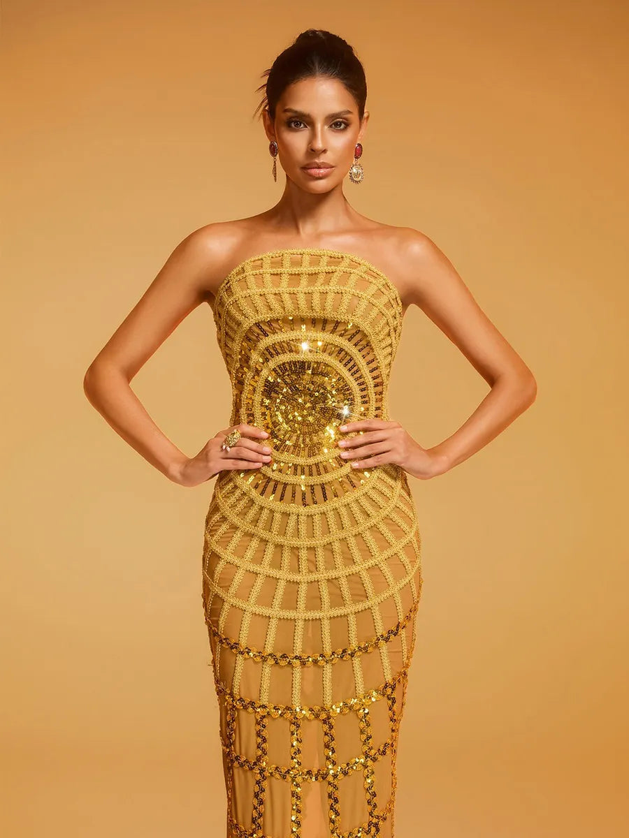 Lila Strapless Sequin Maxi Dress