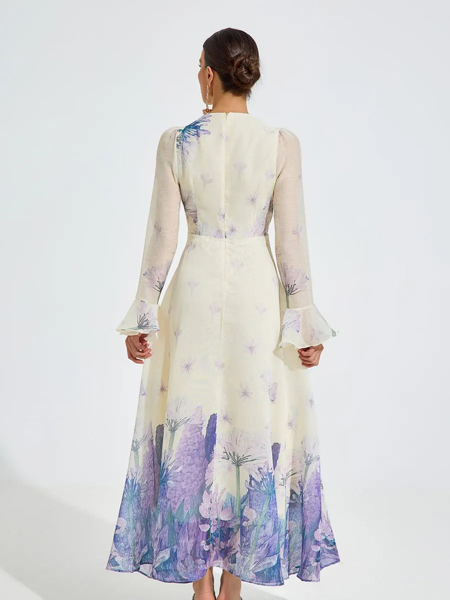 Halle Lilac Bloom Chiffon Maxi Dress